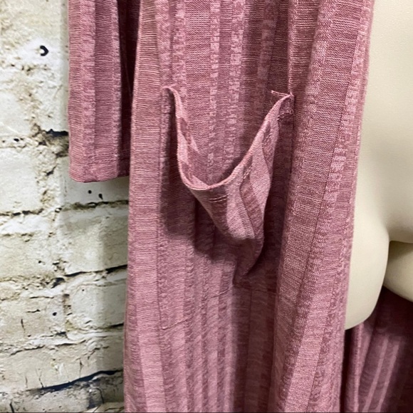 Lularoe Rose Pink Striped Sarah Duster Cardigan - Picture 3 of 6
